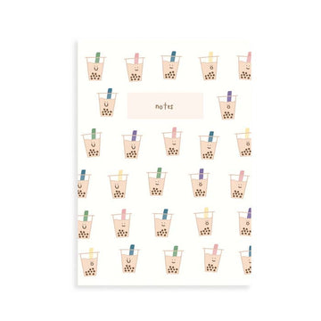 Boba Milk Tea Pocket Grid Notebook