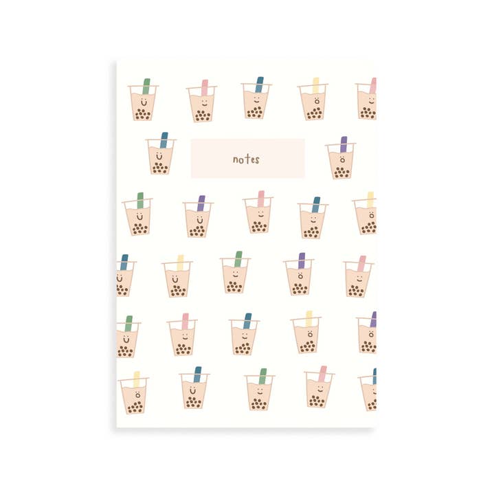 Boba Milk Tea Pocket Grid Notebook