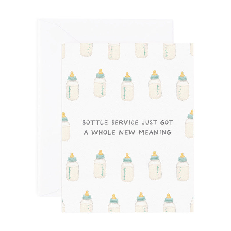 bottle service just got a whole new meaning new baby congrats greeting card