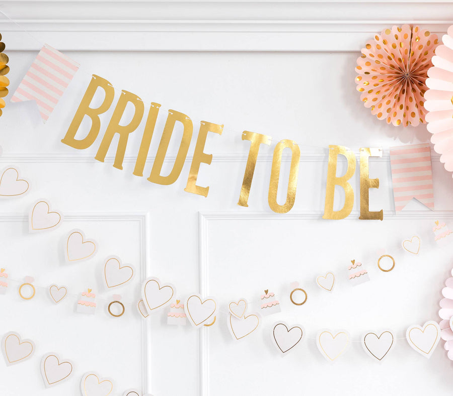 Bride to Be Gold Banner - Stripes