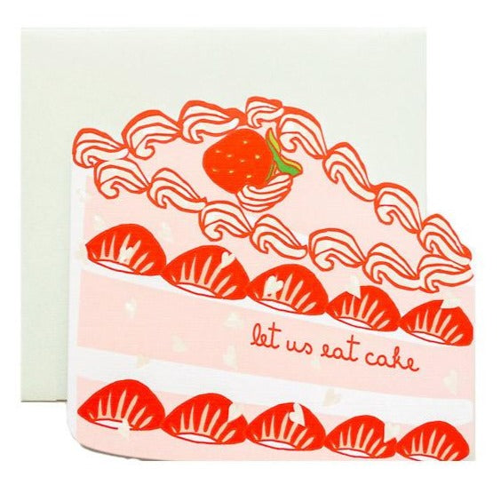 strawberry cake slice greeting card