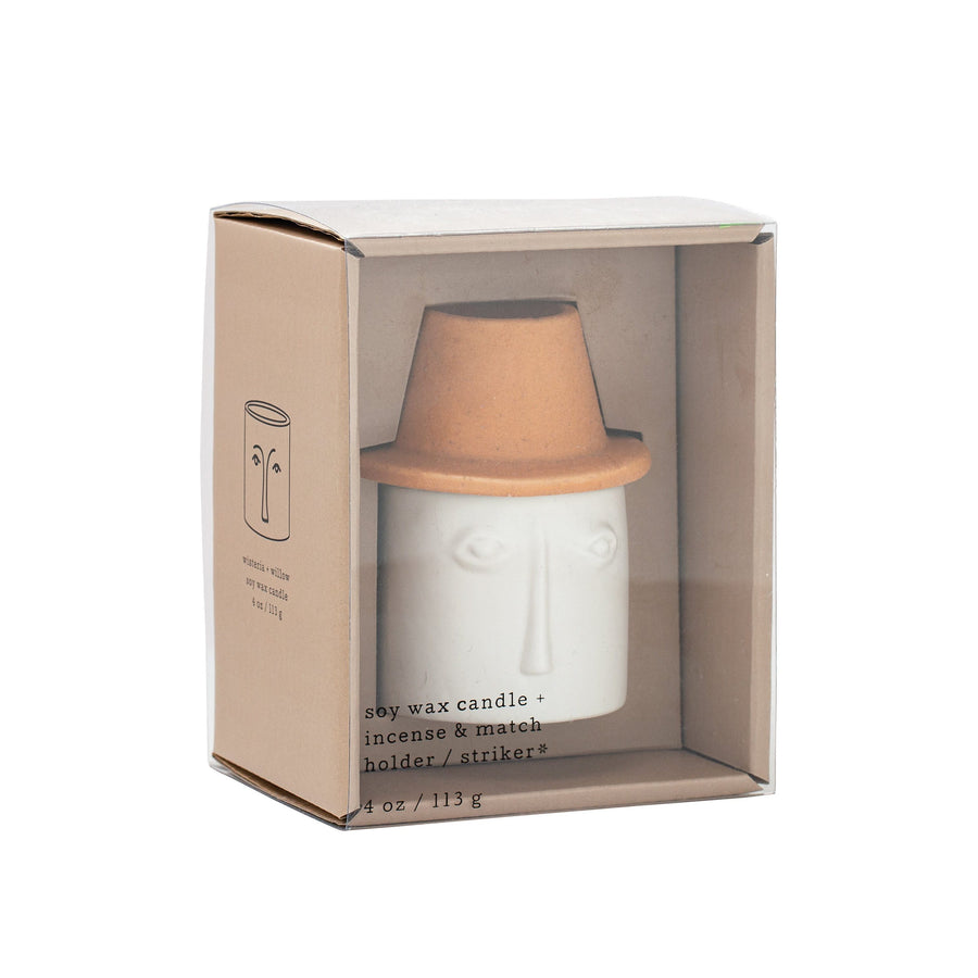 Ramona Face Candle with Match Holder | Wisteria + Willow