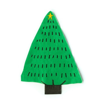 green Christmas tree napkins