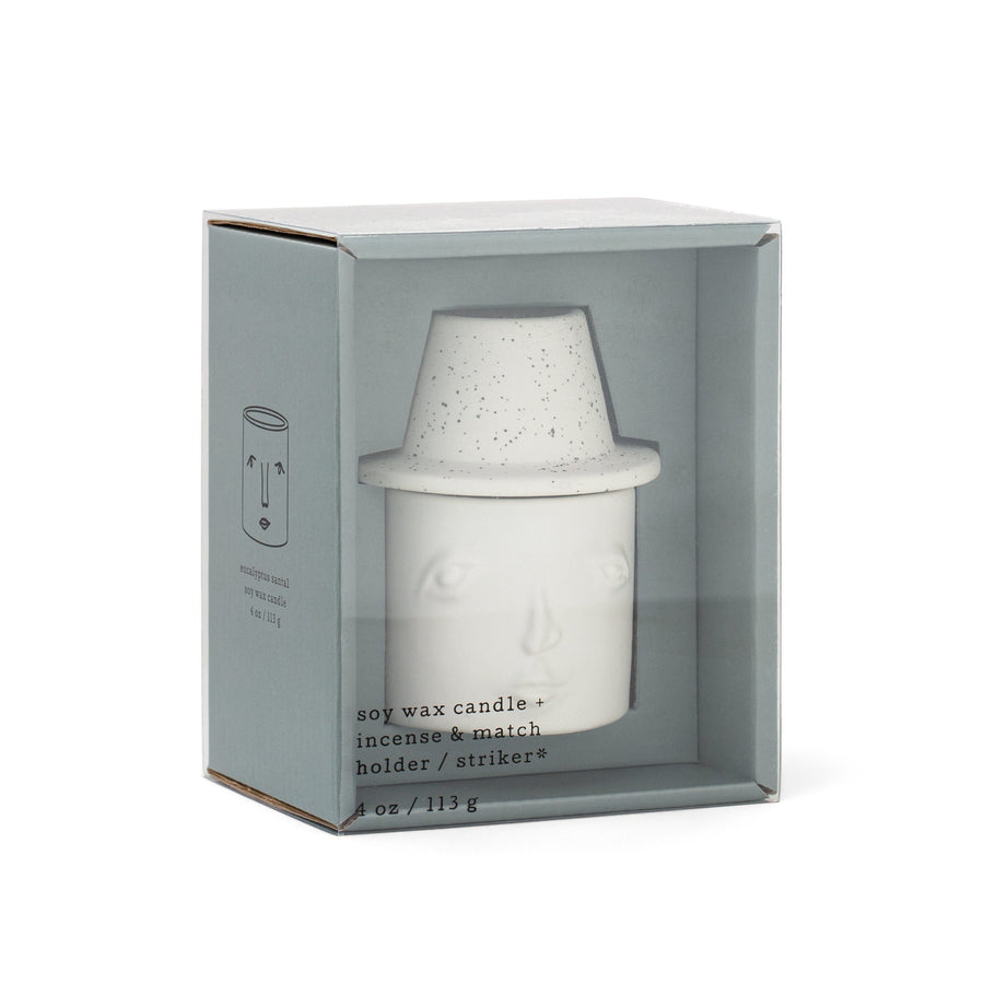 Cleo Face Candle with Match Holder | Eucalyptus + Santal