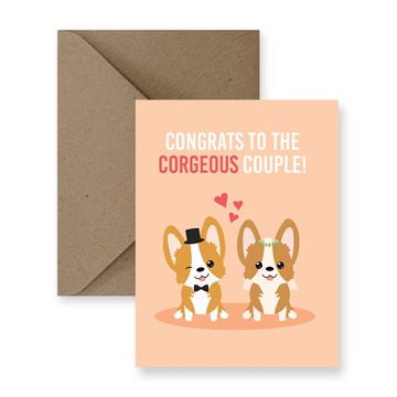 congrats to the corgeous couple corgi wedding greeting card