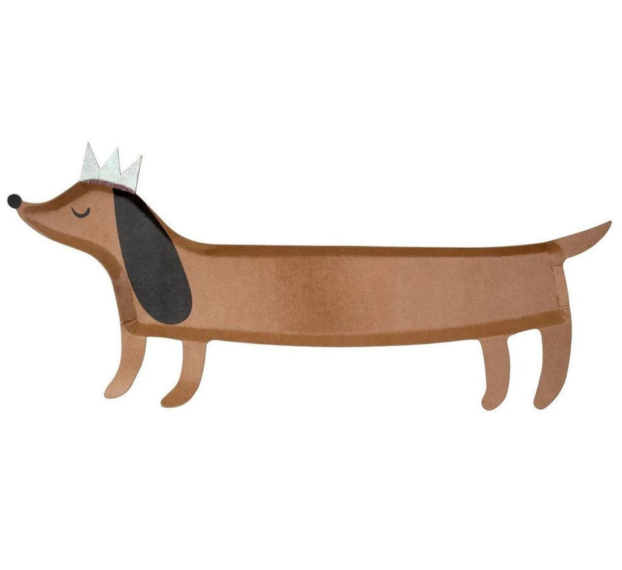 crown sausage dog dachshund paper plate