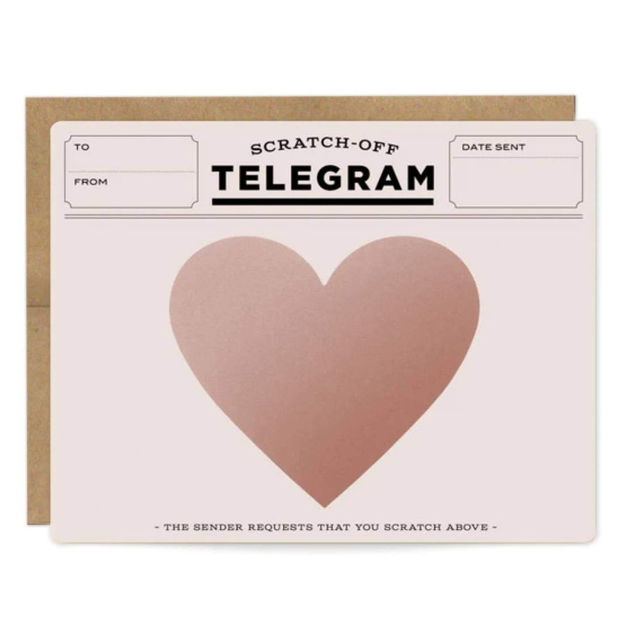 scratch off telegram heart greeting card