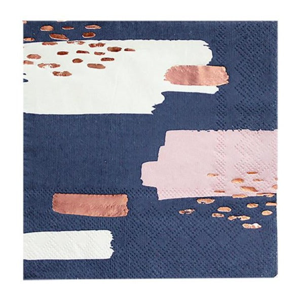 navy white pink rose gold abstract napkins