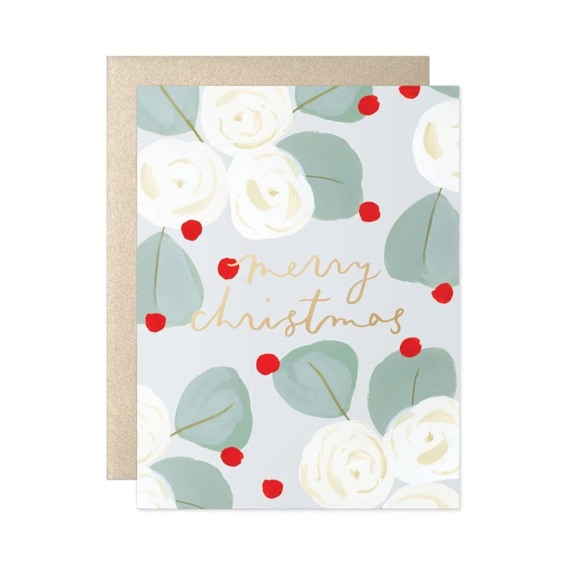 merry christmas flowers &amp; eucalyptus greeting card