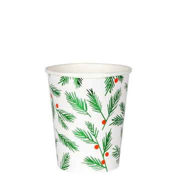 pine leaves and berries paper cup