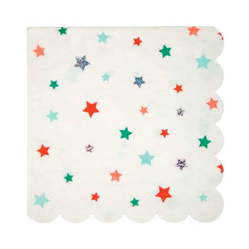 red green silver star napkins