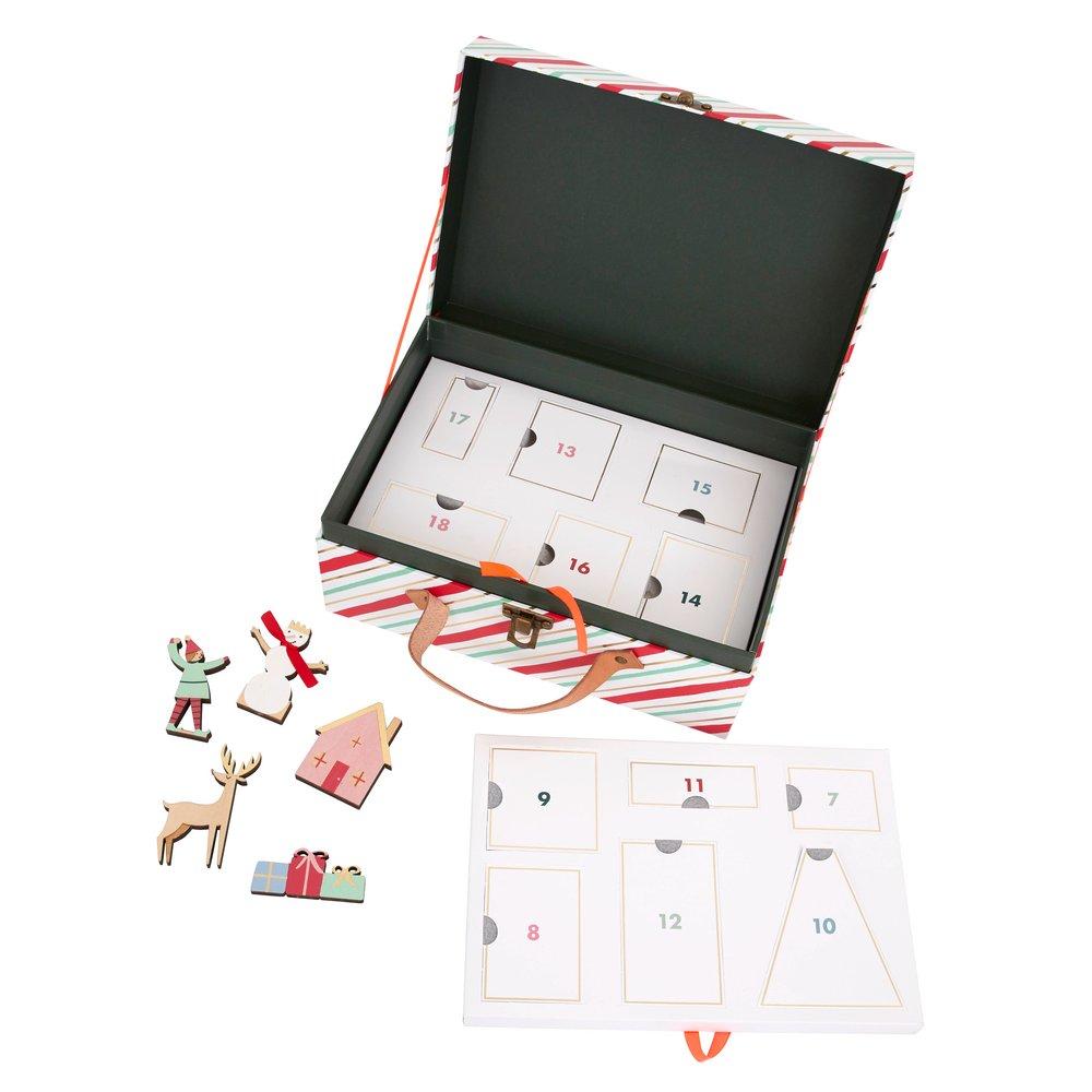Wooden North Pole Advent Calendar Suitcase