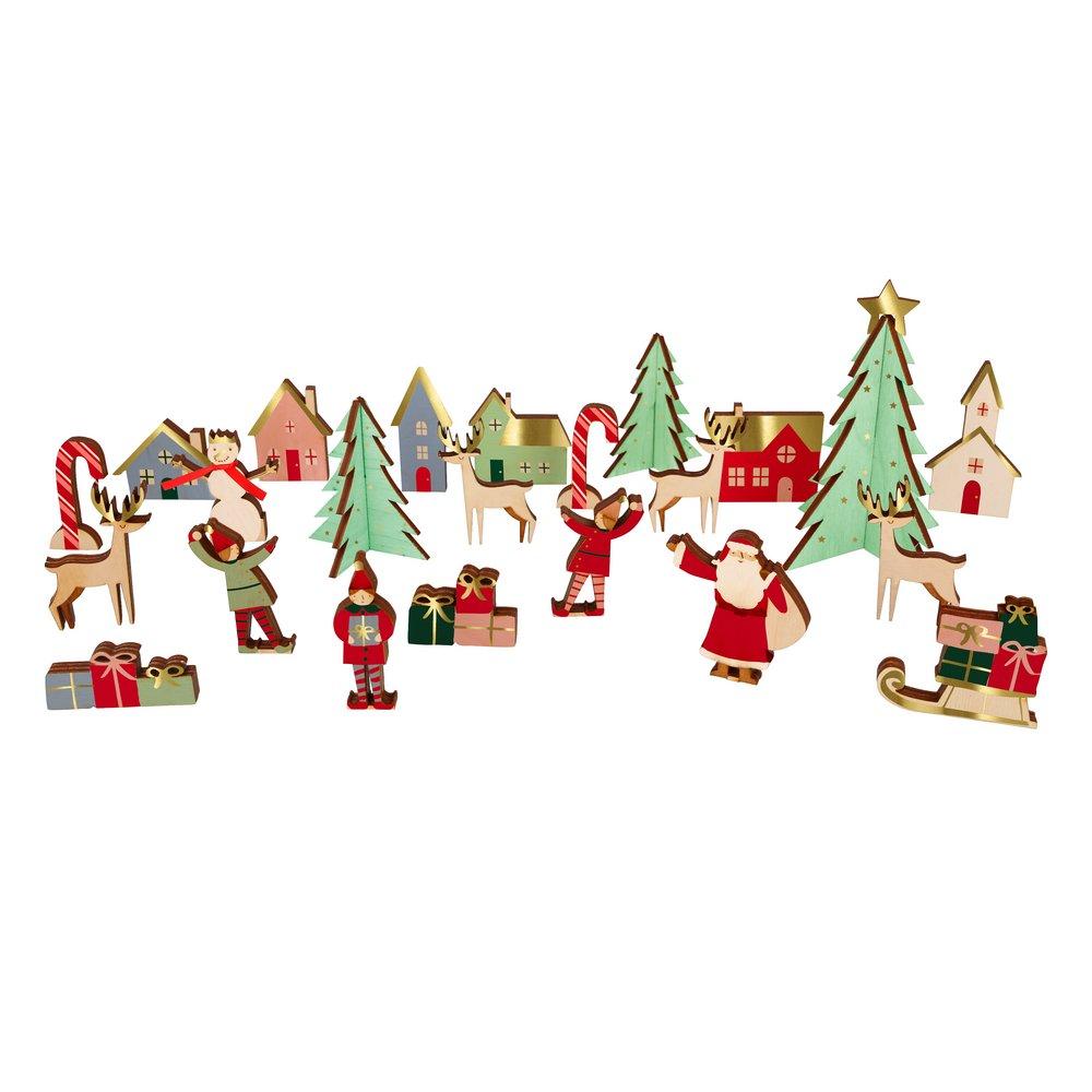 Wooden North Pole Advent Calendar Suitcase