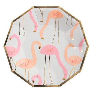 pink flamingo paper plate