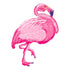 A pink flamingo-shaped foil balloon.