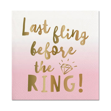 last fling before the ring pink and gold napkin