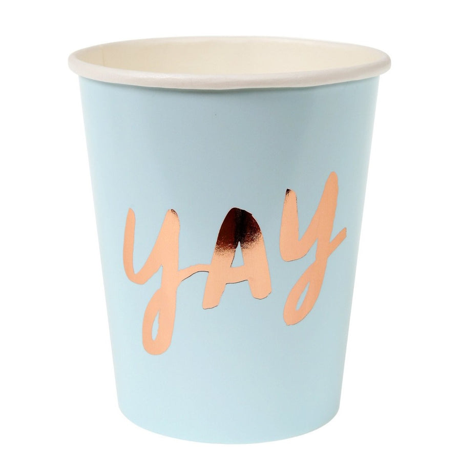rose gold yay blue paper cup