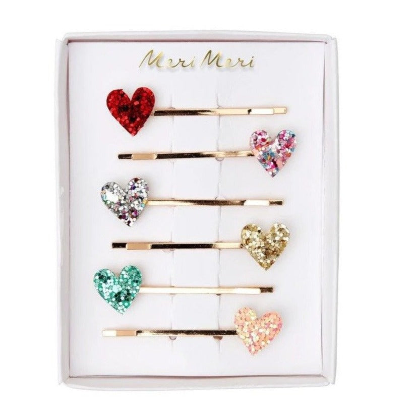 glitter heart hair clips