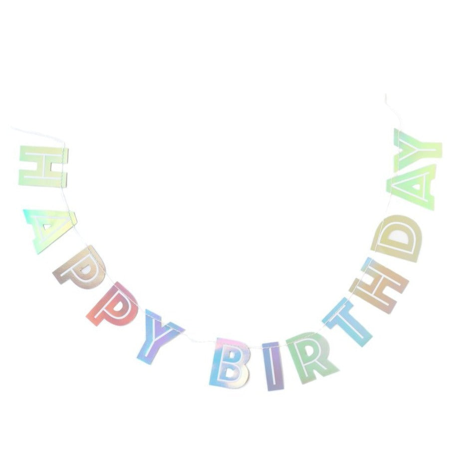 iridescent happy birthday banner