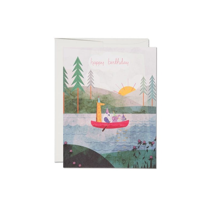 Happy Birthday Canoe Animals Card
