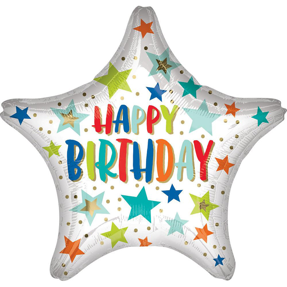 Happy Birthday Stars and Dots Balloon