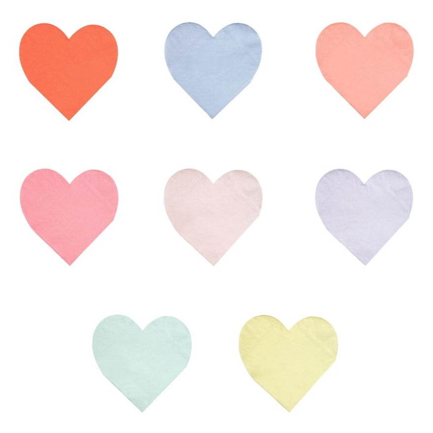 rainbow heart napkins