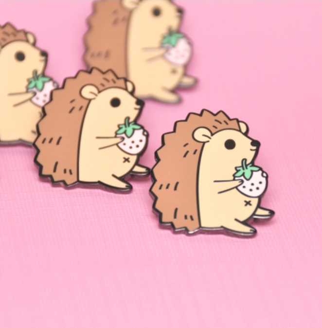 Hedgehog Strawberry Enamel Pin