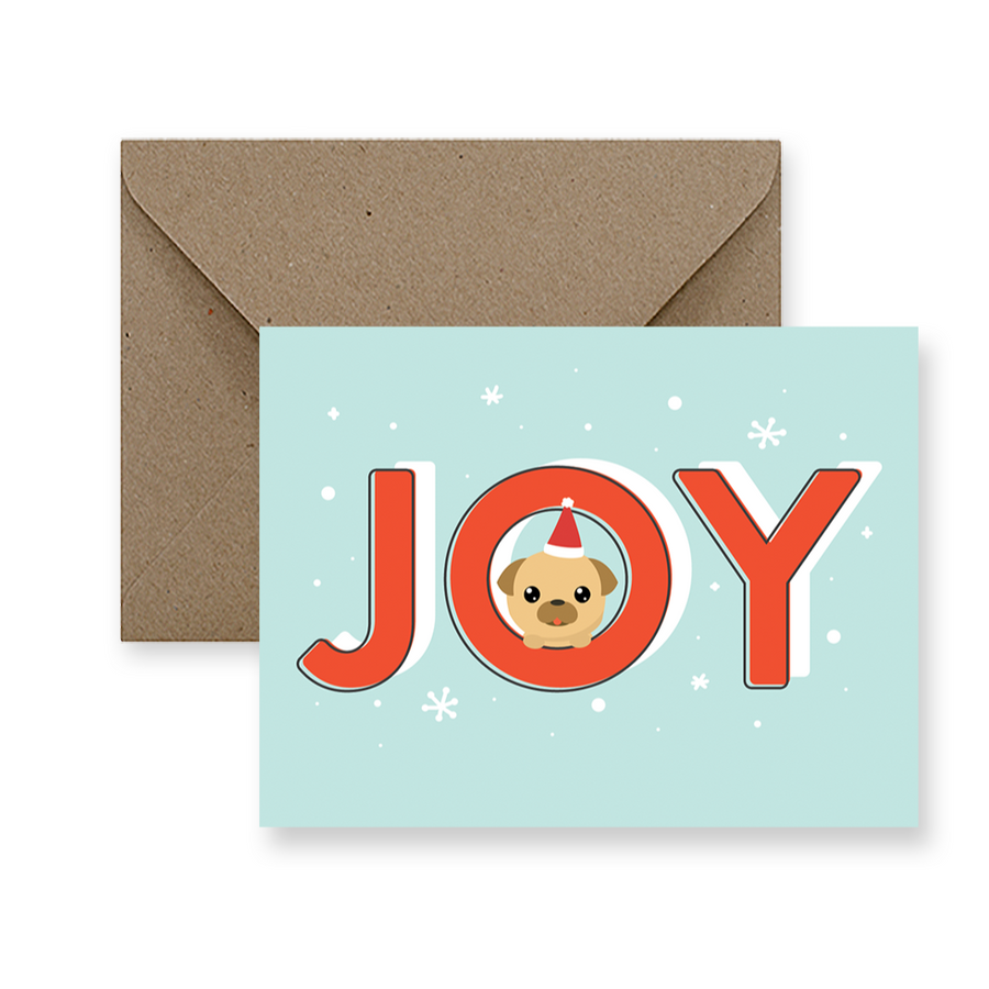 pug joy holiday greeting card