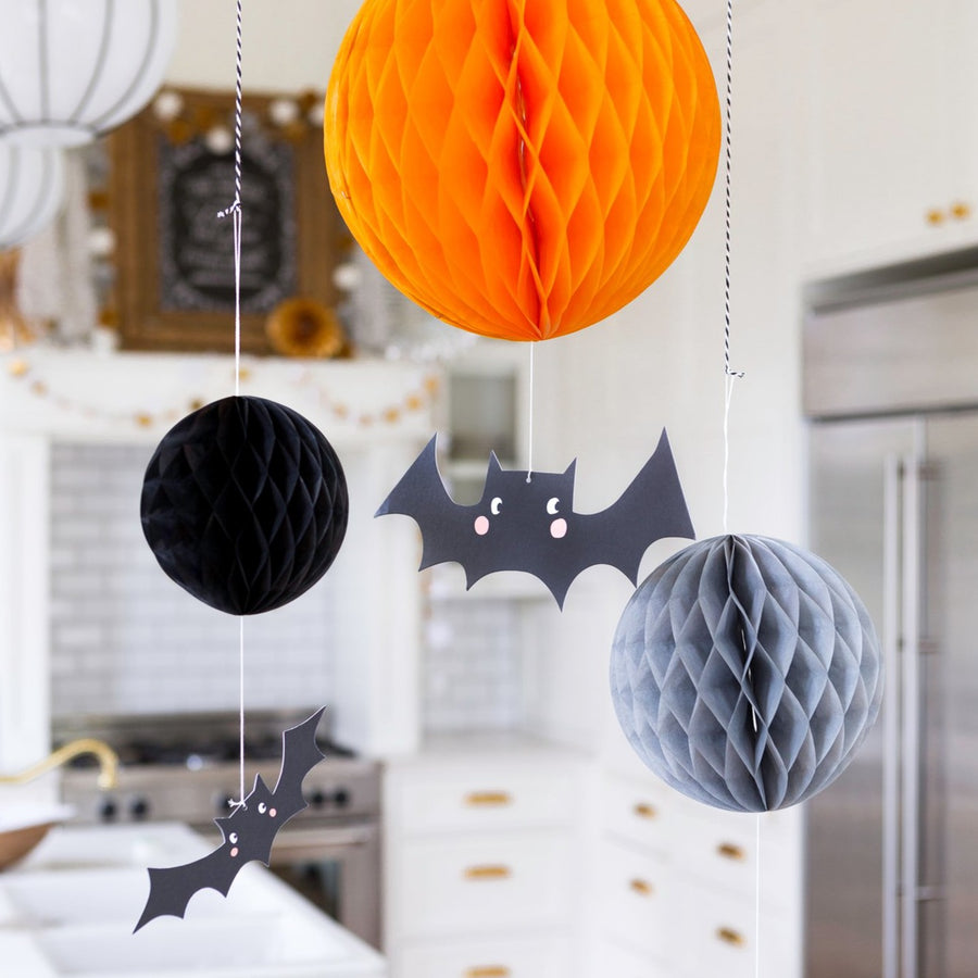 Honeycomb Balls and Hanging Bats Decor
