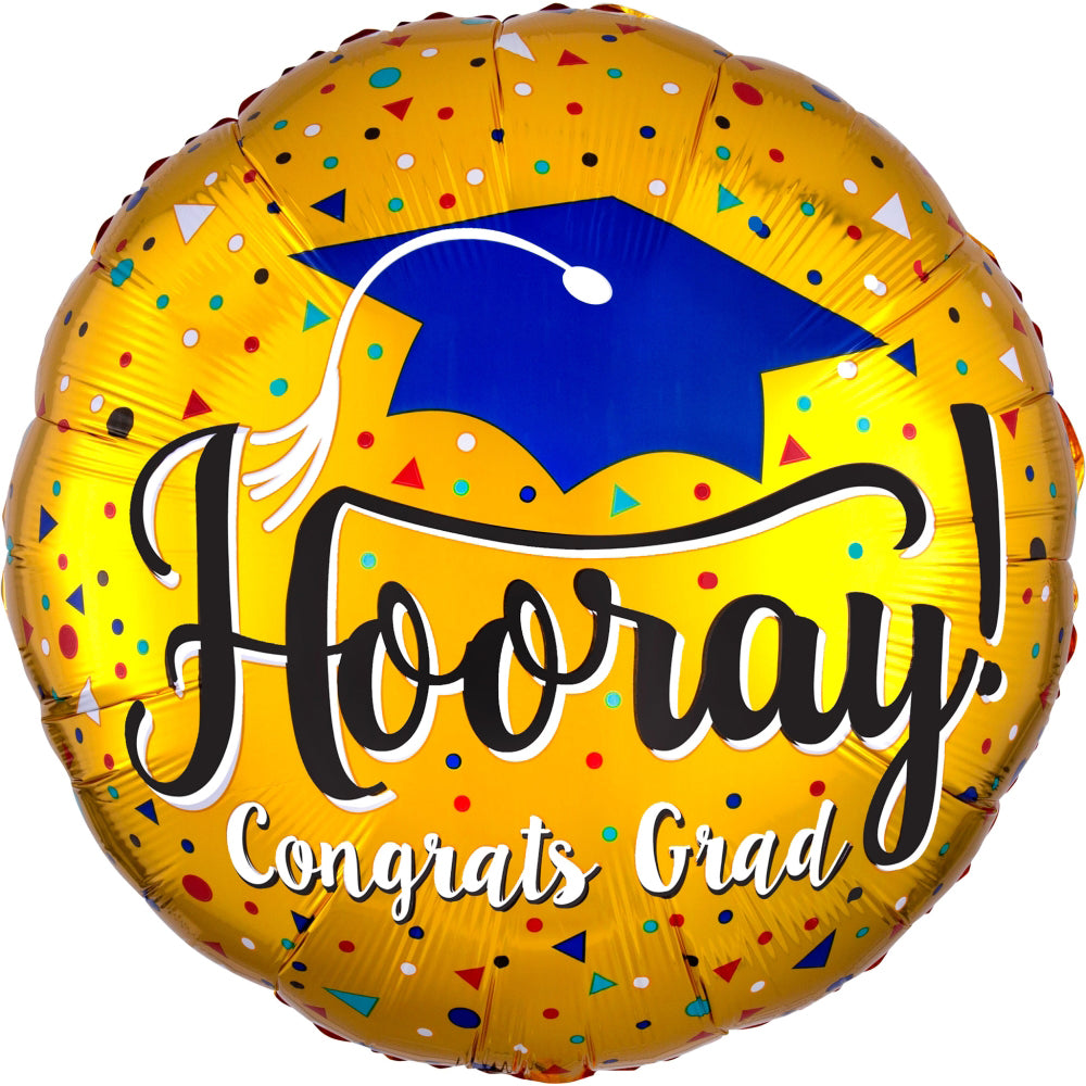 hooray grad cap gold balloon