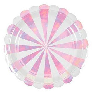 iridescent stripe paper plates