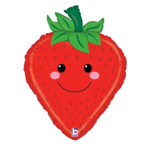 smiling red strawberry balloon