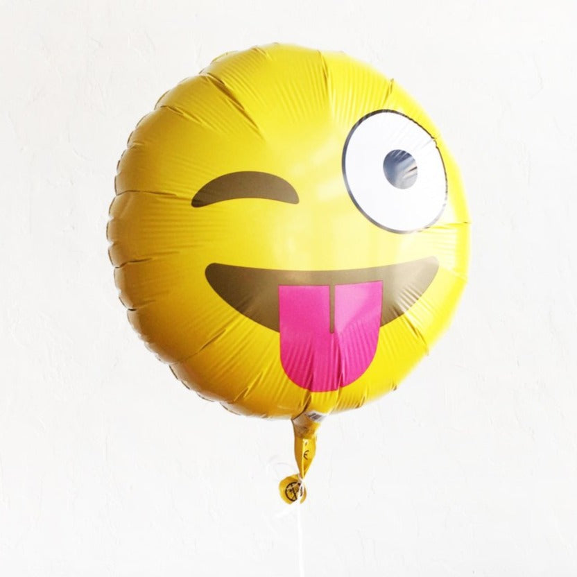 winking smiling tongue emoji balloon