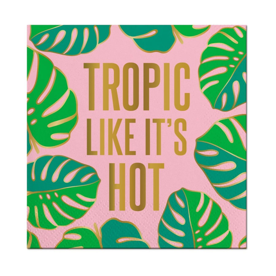 tropic like it's hot monstera leaf pink napkins