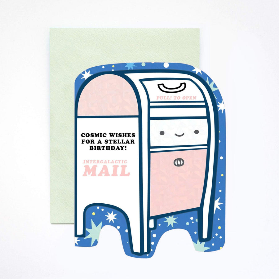 intergalactic mailbox cosmic wishes for a stellar birthday greeting card