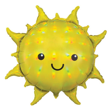 smiling holographic yellow sun balloon