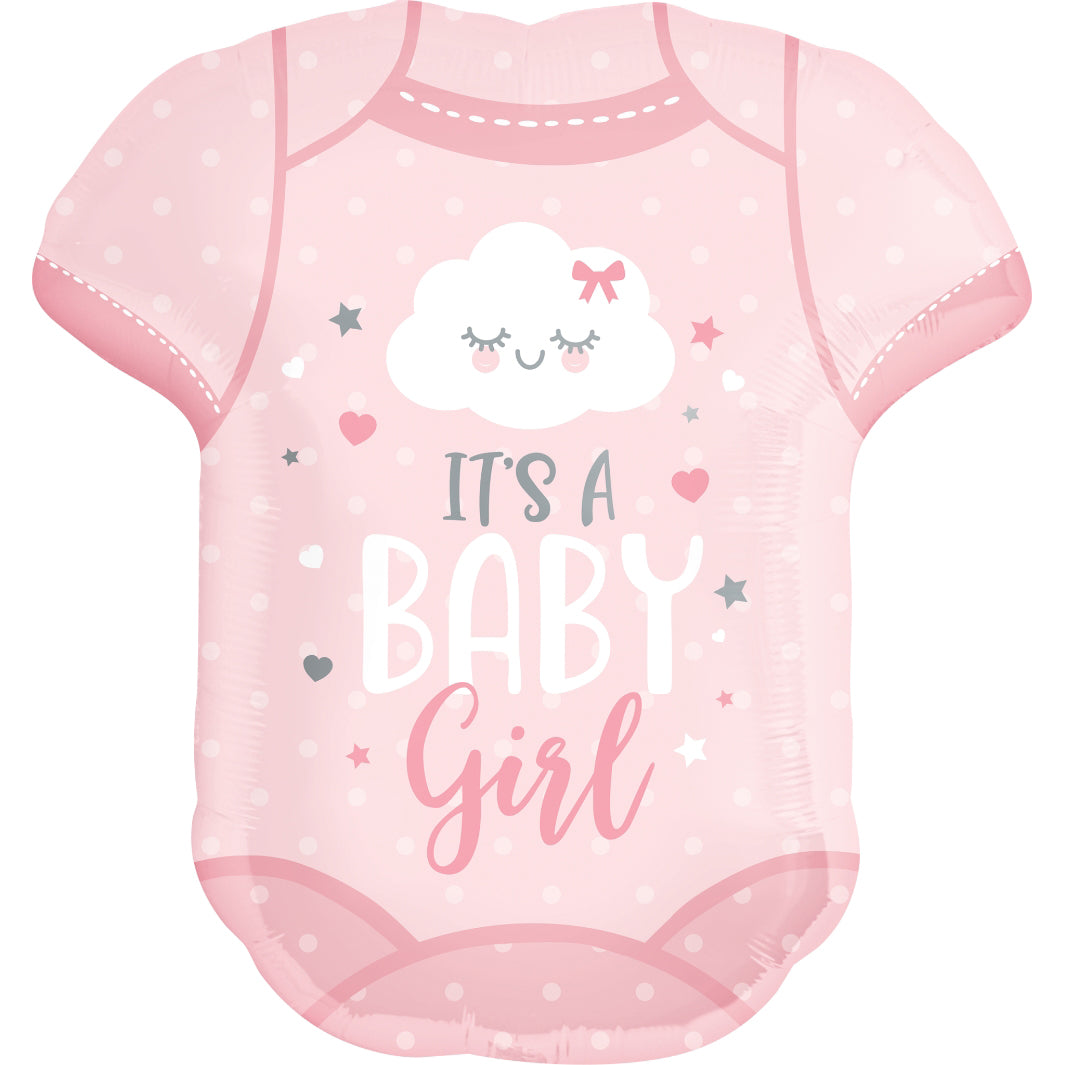pink it's a baby girl onesie balloon