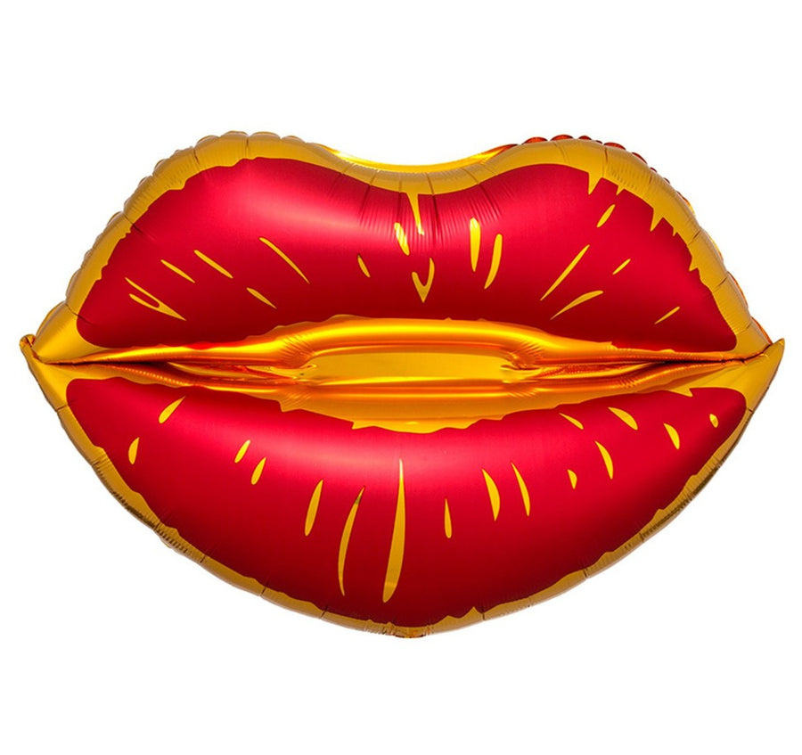 red and gold lips balloon