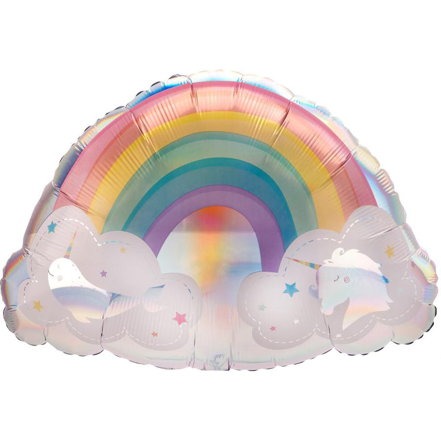 holographic rainbow narwhal unicorn clouds balloon