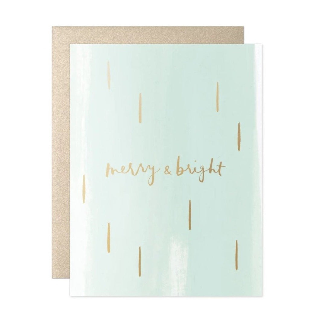 merry and bright mint greeting card