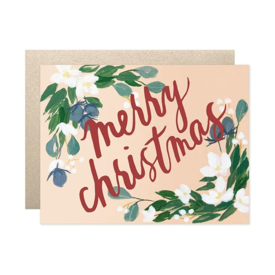 floral merry christmas greeting card