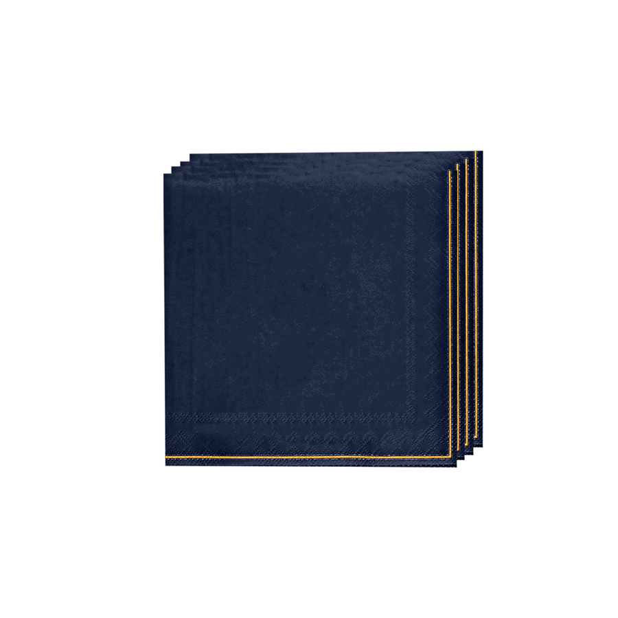 Navy with Gold Stripe Lunch Napkins
