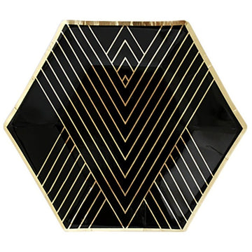 noir black and gold paper plate