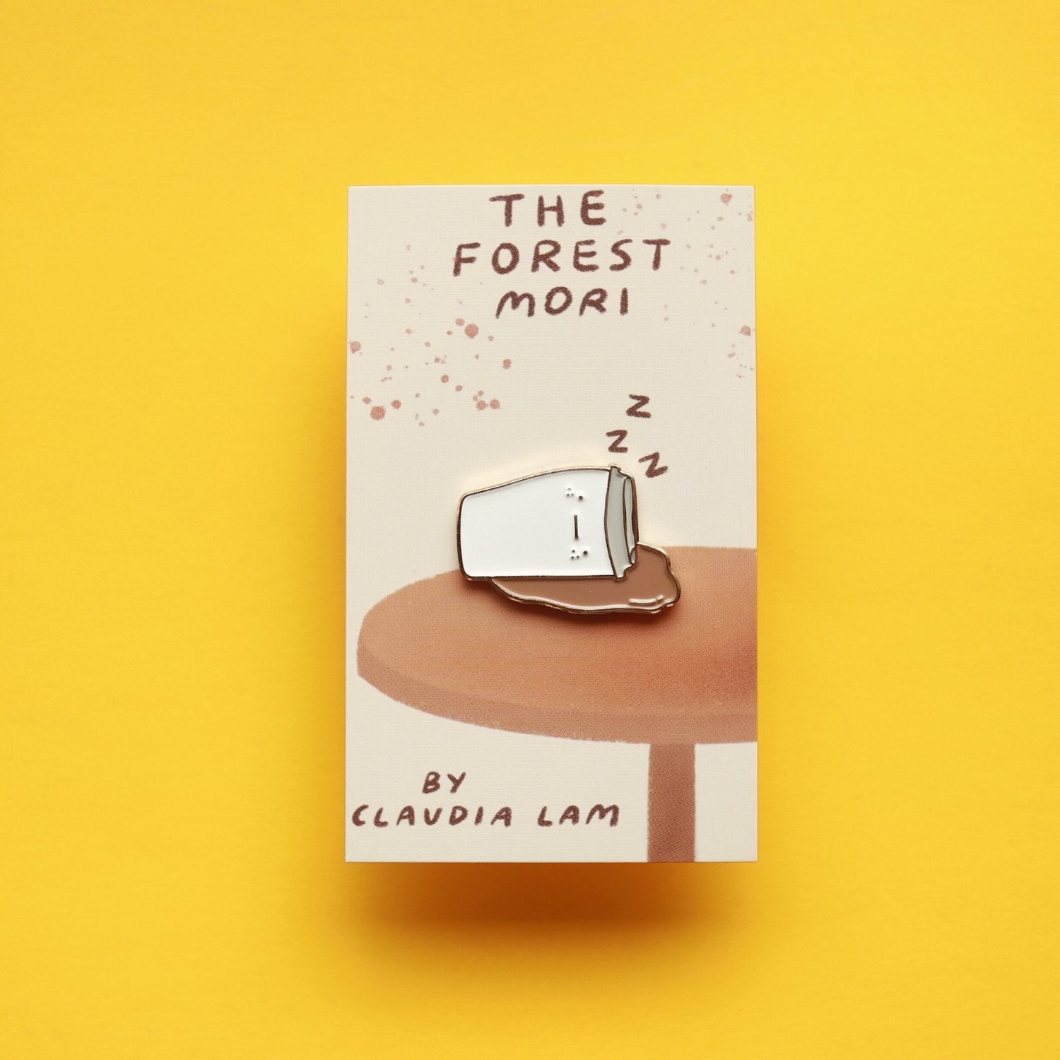 spilled coffee cup enamel pin