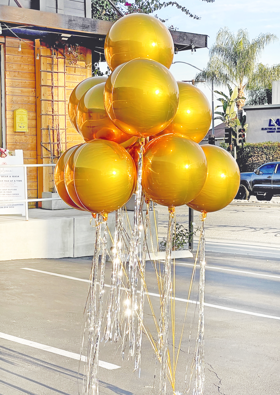 gold orb balloon delivery Los Angeles Pasadena