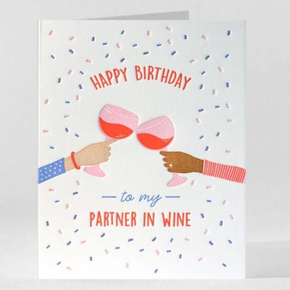 happy birthday wine greeting card