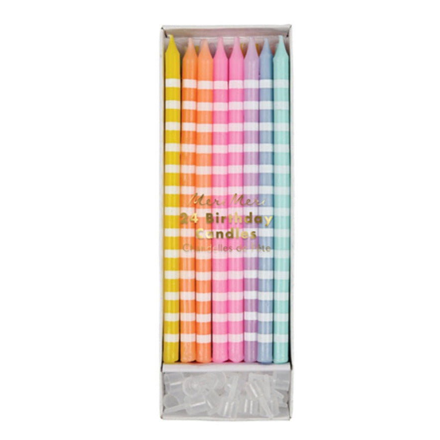 Pastel Rainbow Striped Candles