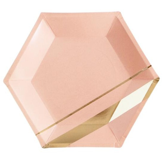 peach pink and gold paper plate