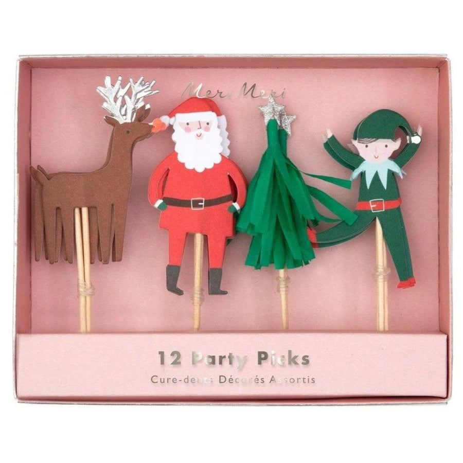 reindeer santa christmas tree elf holiday party food picks