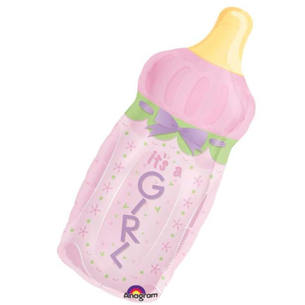 pink baby bottle its a girl balloon